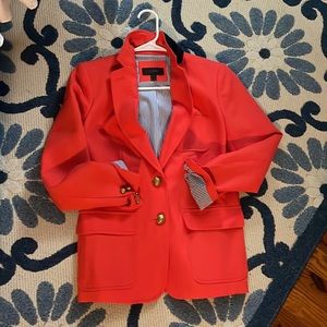 Red J Crew Linen Blazer